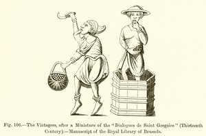 De Wijnoogsters, naar een Miniatuur van de Dialogen van Sint Gregorius door French School