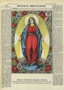 De Maagd Maria en de Wonderdadige Medaille (kleurenlitho)