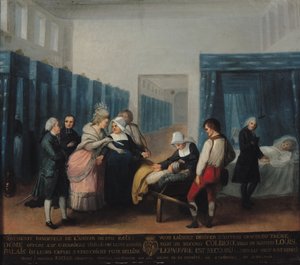 Het bezoek van Monsieur en Madame Necker aan het Hopital de la Charite, 1780