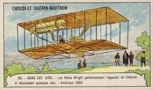De gebroeders Wright perfectioneren de vliegmachine van Octave Chanute en maken verschillende succesvolle vluchten, VS