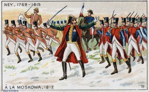 De legers van Napoleon en generaal Michel Ney (1769-1815) (Marechal Ney) klaar om de Slag bij Moskova (ook Slag bij Borodino) in Rusland te winnen