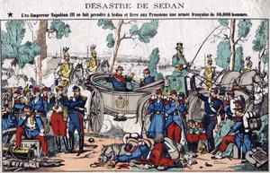 De ramp van Sedan; ex-keizer Napoleon III wordt gevangen genomen in Sedan en levert aan de Pruisen een Frans leger van 80.000 man (spinal afbeelding 19e eeuw)