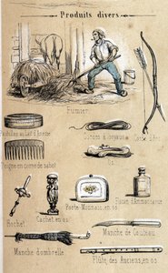 De ezel en zijn producten, gravure uit 1860 in 
