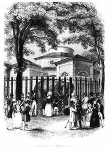 De olifantenrotonde van de plantentuin in Parijs - gravure