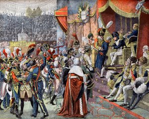 De eerste uitreiking van de Kruisen van het Legioen van Eer in 1804 door French School