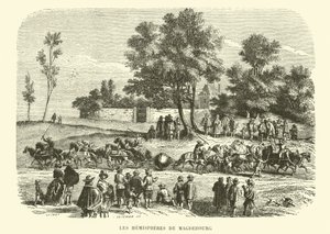 De hemisferen van Maagdenburg (gravure)