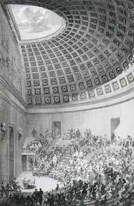 Het collegezaal, gemodelleerd naar het Pantheon in Rome, uit 