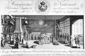 De enige fabriek in Frankrijk van goede scheermessen van gesmolten staal op dezelfde manier als die van Sheffield in Engeland, Yorkshire, laat 18e eeuw