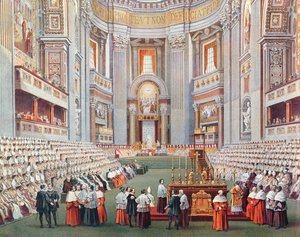 De opening van het Eerste Vaticaans Concilie op 8 december 1869, ca. 1870 door French School