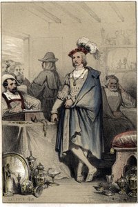 De schilder Albert (Albrecht) Dürer (1471-1528), zoon van Josef Dürer, een goudsmid uit Neurenberg, die rijk is geworden, keert terug naar het huis van zijn vader en herwint alle werken die hij gedwongen was te verkopen. Plaat uit "Scenes de la vie des hom door French School
