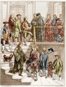 De filosofen van de 18e eeuw op de trap van Voltaire (François Marie Arouet genaamd
