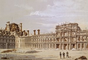 De ruïnes van de Tuilerieën door French School