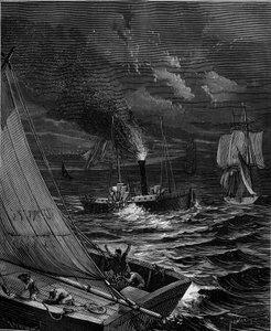 Het schip werd in 1807 gemaakt door Robert Fulton (1765 - 1815) voor de route New York - Albany op de Hudson River. door French School