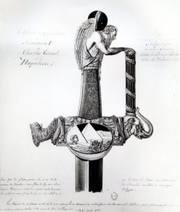 Het zwaard van Frans I van Frankrijk, Karel V, Heilige Roomse Keizer, en Napoleon Bonaparte met motief dat Napoleons campagne in Egypte vertegenwoordigt