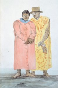 De twee koningen van Bora Bora, illustratie uit de reis van Louis I Duperrey, door LF Lejeune door French School