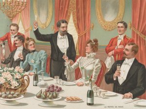 Het huwelijksdiner (chromolitho)