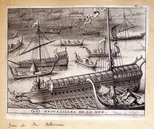 De vrouwen van de Doge van Venetië met de zee in 1706 door French School