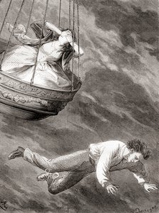 Thomas Harris, inventieve Londense wetenschapper en luitenant en pionierende Engelse ballonvaarder die op 25 mei 1824 uit een luchtballon viel, uit 
