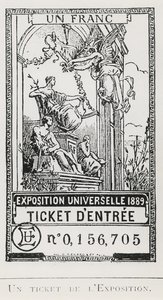 Toegangskaart voor de Exposition Universelle van 1889 (litho) door French School
