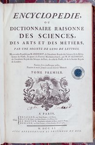 Titelpagina van Encyclopédie door Denis Diderot (1713-84), gepubliceerd in Parijs in 1751
