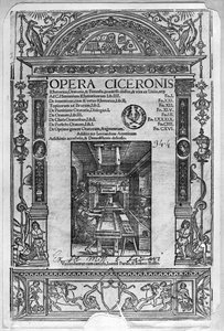 Titelpagina van Opera Ciceronis, gepubliceerd in 1520 door French School