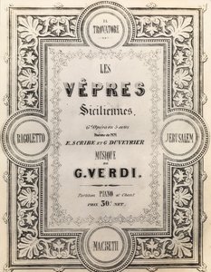 Titelpagina van de partituur I Vespri Siciliani door French School