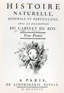 Titelpagina van Histoire Naturelle, Generale et Particuliere door Buffon, Parijs, 1749 door French School