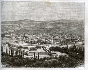 Tlemcen in Algerije in de 19e eeuw - gravure in "La France illustree: geographie, histoire, administration statistique" door V.A. Malt-Brown. 1884