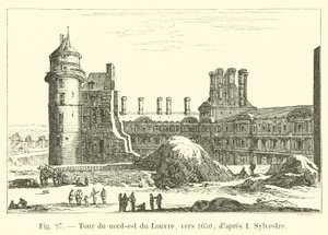 Noordoostelijke toren van het Louvre, rond 1650, naar I Sylvestre door French School