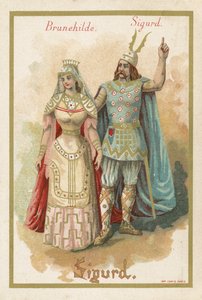 Handelskaart met Brunehilde en Sigurd door French School