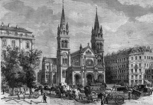 Transformaties van Parijs onder het Tweede Keizerrijk, Haussmanns Parijs: buitenaanzicht van de Saint Ambroise kerk (Saint-Ambroise) gebouwd door Theodore Ballu (1817-1885)