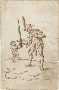 Keer het scherpe zwaard de rug toe [fol. 44 recto], ca. 1512-1515 (pen en bruine inkt met aquarel op geschept papier)