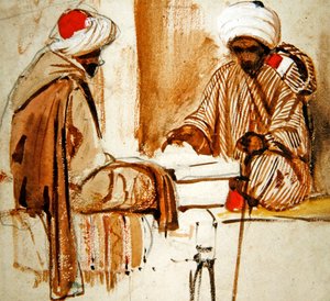 Twee Arabieren spelen Backgammon