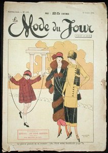 Twee Vrouwen en een Klein Meisje in een Park, illustratie uit 