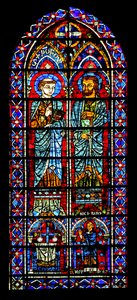 Twee heiligen - een is Nicaise; schenker priester beneden door French School