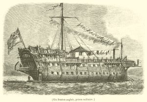 Een Engels ponton, een militaire gevangenis (gravure)