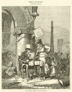 Een Franse publieke schrijver in Italië (gravure)