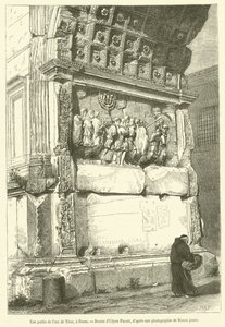 Een deel van de boog van Titus, in Rome door French School