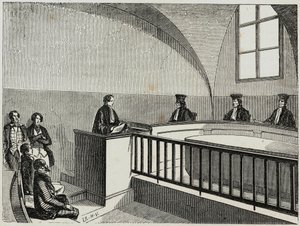 Een these aan de school voor recht in Parijs - Gravure in 