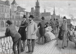 Wereldtentoonstelling van 1900 in Parijs: de straat van de naties. door French School
