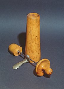 Vaginale speculum gebruikt door Joseph-Claude-Anthelme Recamier (1774-1852) (hout & metaal)