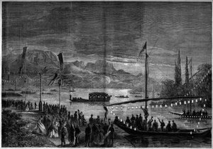 Venetiaans feest op het Meer van Annecy ter gelegenheid van het bezoek van Napoleon III en de Keizerin Eugenie de Montijo. Annecy, Haute Savoie (74)