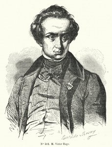 Victor Hugo, Franse romanschrijver en toneelschrijver (gravure) door French School