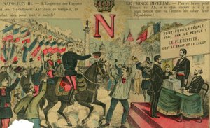 Victor Napoleon (1862-1926) aan het hoofd van Bonapartisten, de laatste erfgenaam van Napoleon I moest in ballingschap gaan na een wet van de Derde Republiek in 1886. Gravure in 