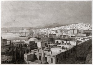 Zicht op Algiers (gravure, ca. 1850) door French School