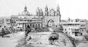 Zicht op Lima, Peru, c.1850 (gravure)
