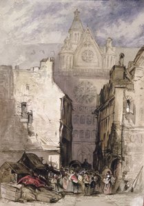 Uitzicht op St. Eustache en Les Halles, c.1820-30