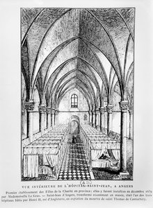 Zicht op een zaal in het Hôpital Saint-Jean, Angers, Frankrijk door French School