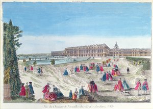 Uitzicht op het Kasteel van Versailles vanuit de Tuin door French School