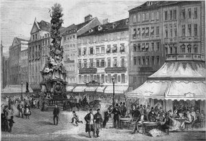 Uitzicht op de "Graben" in het stadscentrum van Wenen, Oostenrijk
